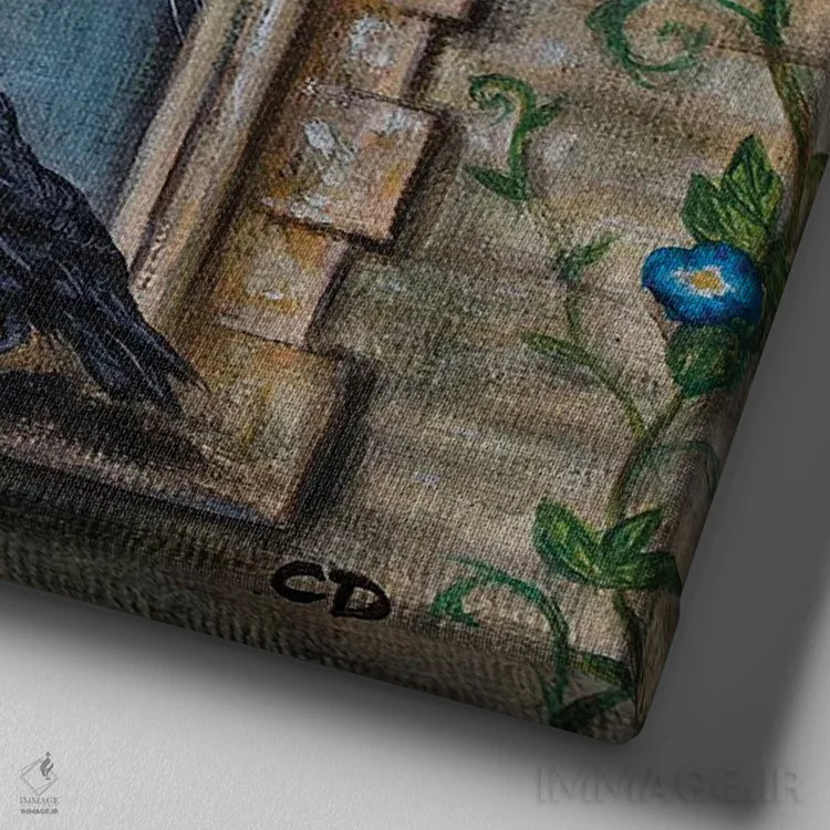 تابلو پنجره گوتیک اثر سیندی دودس - نمای نزدیک بافت بوم