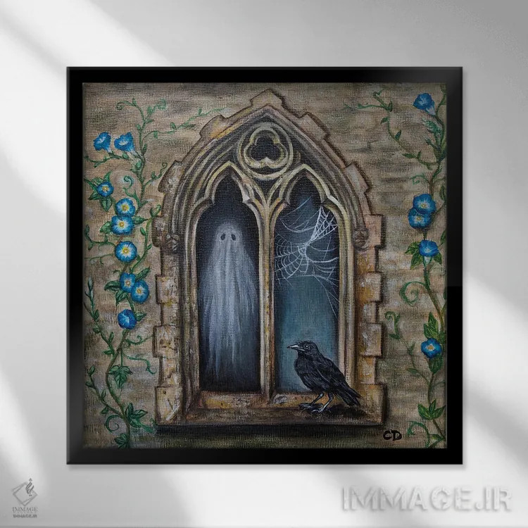 تابلو پنجره گوتیک اثر سیندی دودس - نمای قابدار مشکی