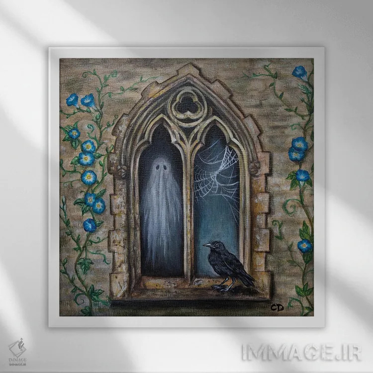 تابلو پنجره گوتیک اثر سیندی دودس - نمای قابدار سفید