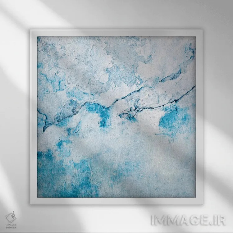 تابلو دیوار آبی اثر کلودیا دروسرت - نمای قابدار سفید