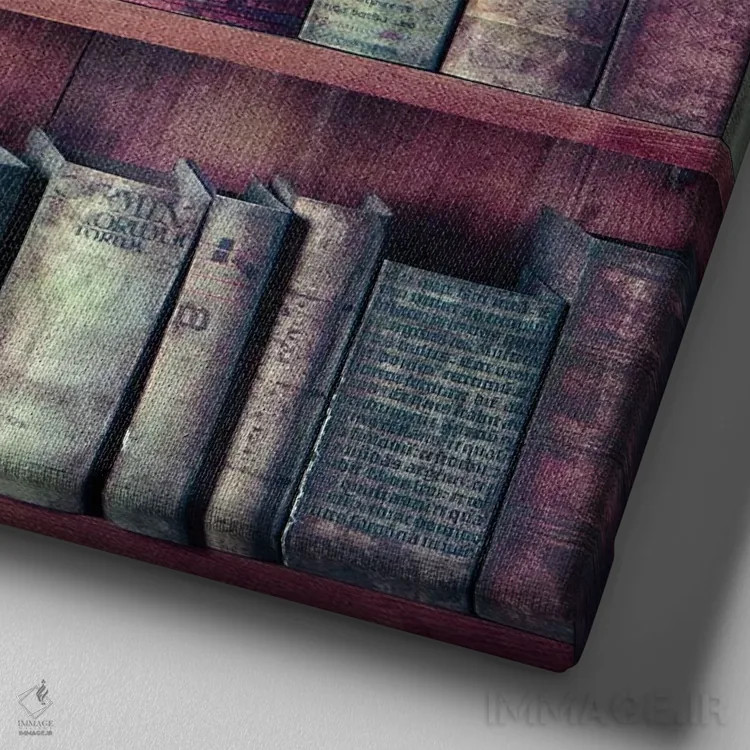 تابلو کتابها اثر کلودیا دروسرت - نمای نزدیک بافت بوم