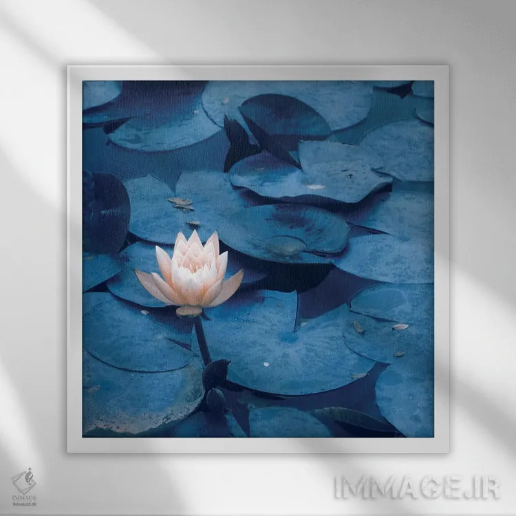 تابلو نیلوفرآبی اثر کلودیا دروسرت - نمای قابدار سفید