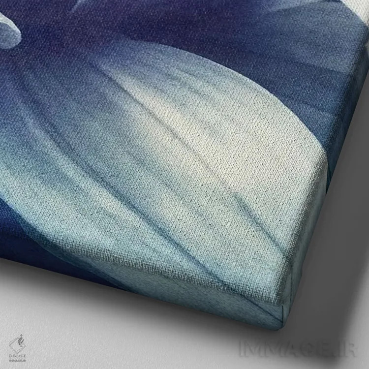 تابلو دالیای آبی اثر کلودیا دروسرت - نمای نزدیک بافت بوم