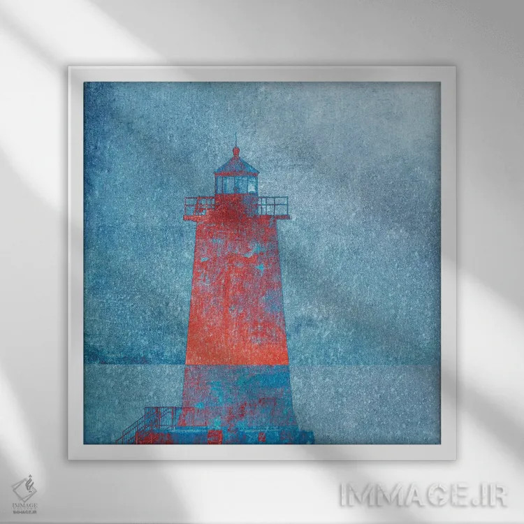 تابلو فانوس دریایی اثر کلودیا دروسرت - نمای قابدار سفید