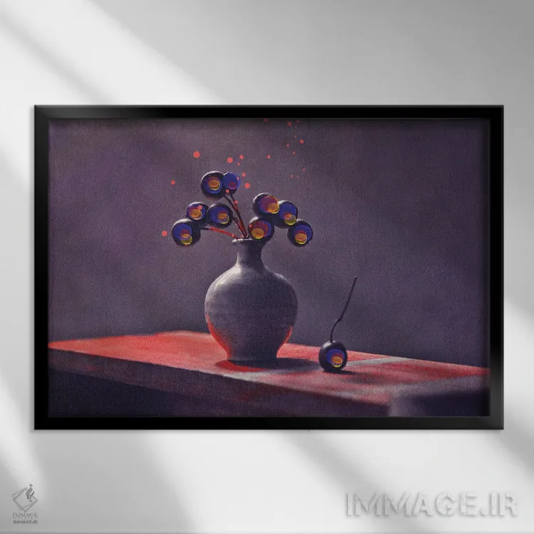 تابلو توت زمستانی اثر کلودیا دروسرت - نمای قابدار مشکی