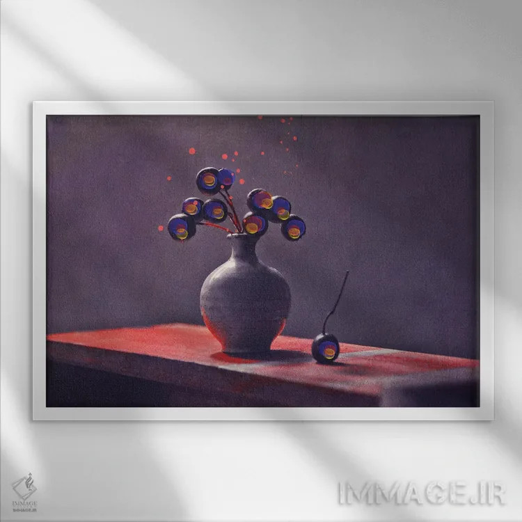 تابلو توت زمستانی اثر کلودیا دروسرت - نمای قابدار سفید