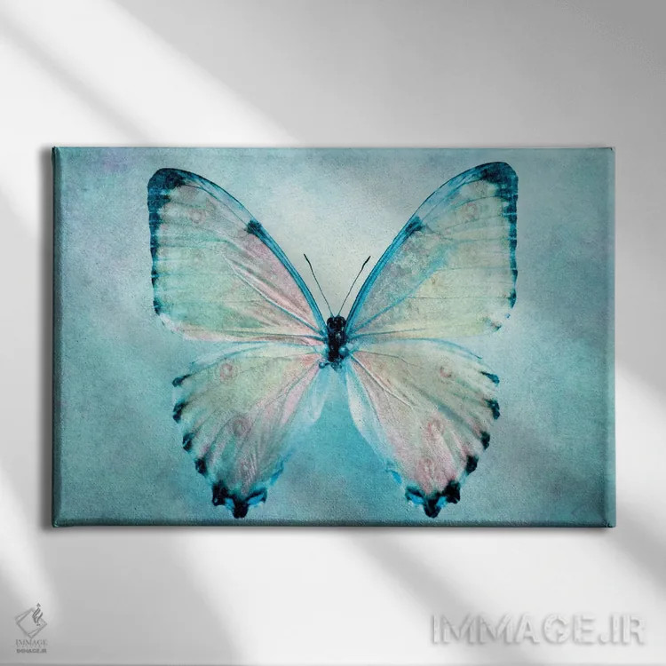 تابلو پروانه آبی اثر کلودیا دروسرت - نمای روبهرو روی دیوار