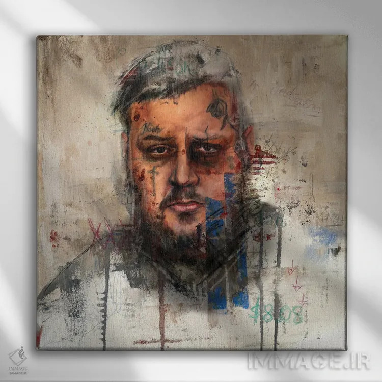 تابلو جلی رول (موسیقیدان/نام مستعار) اثر کدی سن - نمای روبهرو روی دیوار