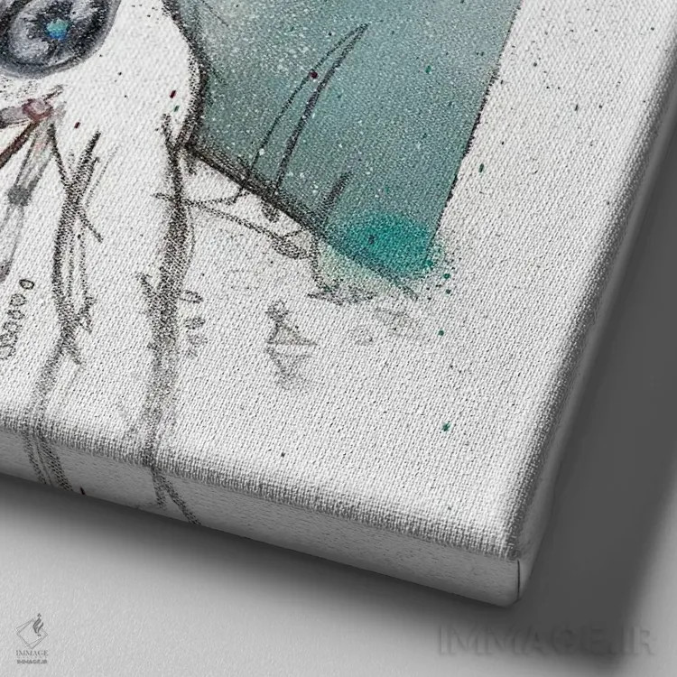 تابلو زن بومی زیبا اثر کدی سن - نمای نزدیک بافت بوم