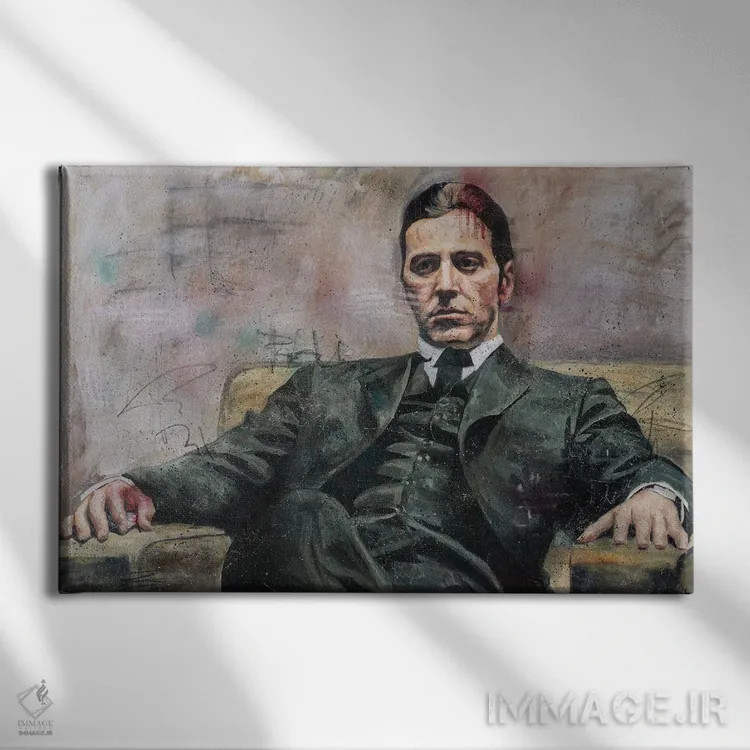 تابلو مایکل کورلئونه (شخصیت فیلم پدرخوانده) اثر کدی سن - نمای روبهرو روی دیوار
