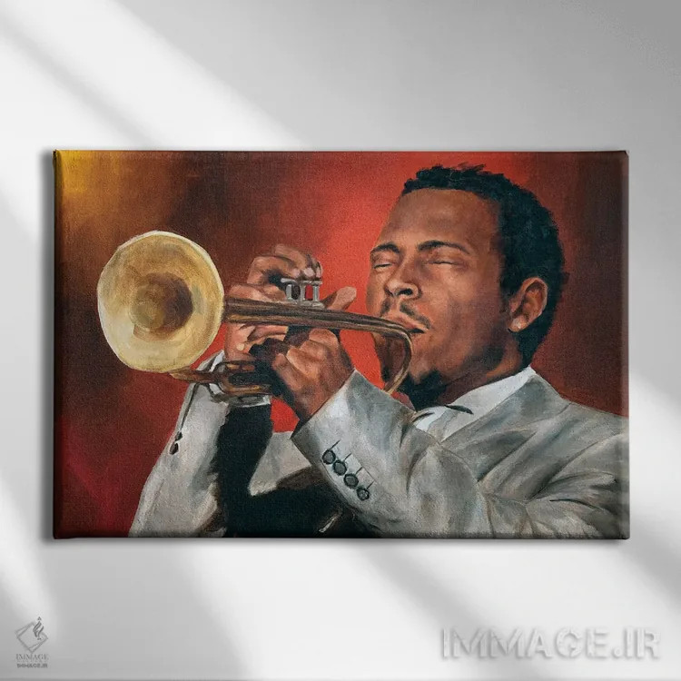 تابلو روی هارگروو (موزیسین جَز) اثر کدی سن - نمای روبهرو روی دیوار
