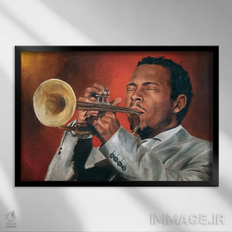 تابلو روی هارگروو (موزیسین جَز) اثر کدی سن - نمای قابدار مشکی