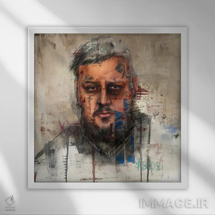 تابلو جلی رول (موسیقیدان/نام مستعار) اثر کدی سن - نمای قابدار سفید