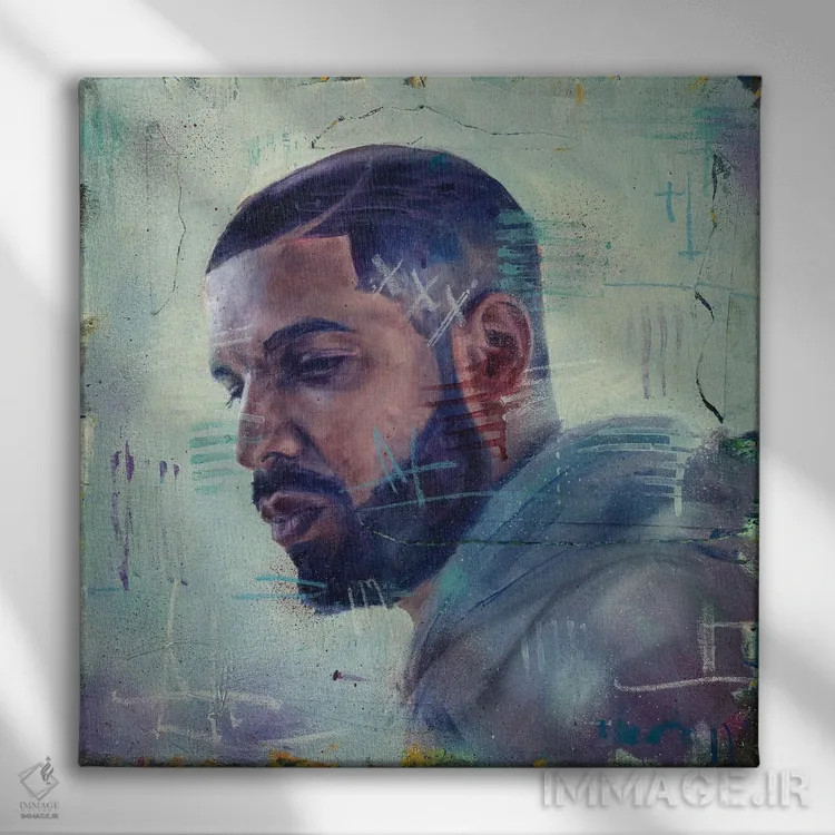 تابلو دریک (خواننده رپ) اثر کدی سن - نمای روبهرو روی دیوار