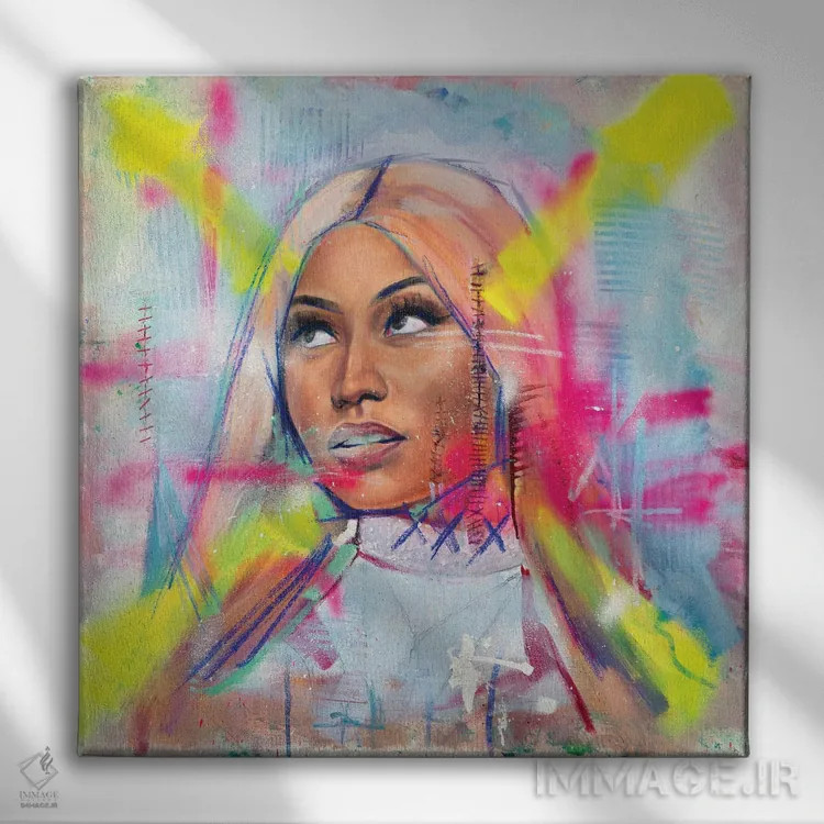 تابلو نیکی میناژ (خواننده رپ) اثر کدی سن - نمای روبهرو روی دیوار