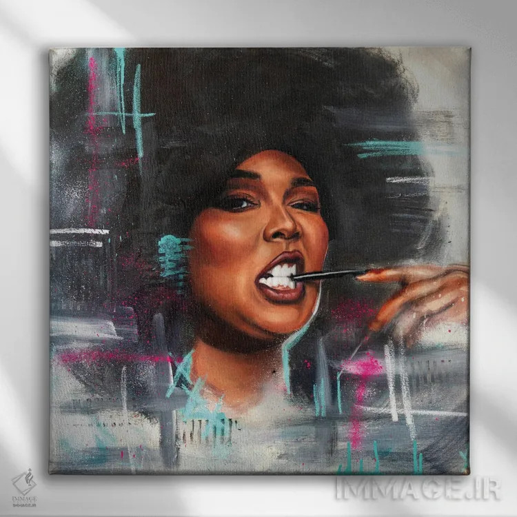 تابلو لیزو (خواننده) اثر کدی سن - نمای روبهرو روی دیوار