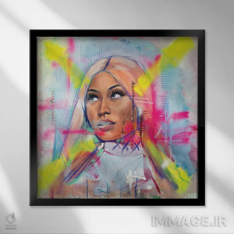 تابلو نیکی میناژ (خواننده رپ) اثر کدی سن - نمای قابدار مشکی