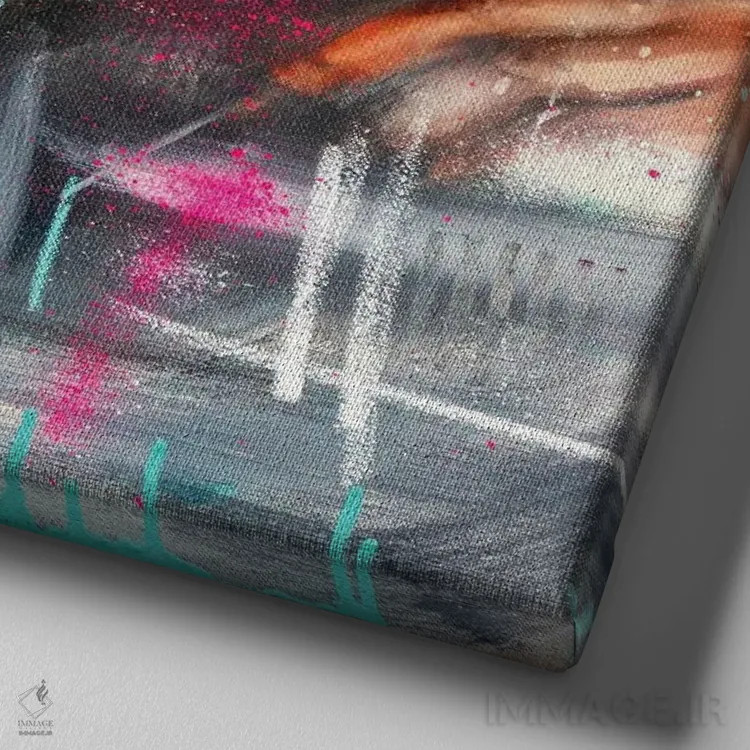 تابلو لیزو (خواننده) اثر کدی سن - نمای نزدیک بافت بوم