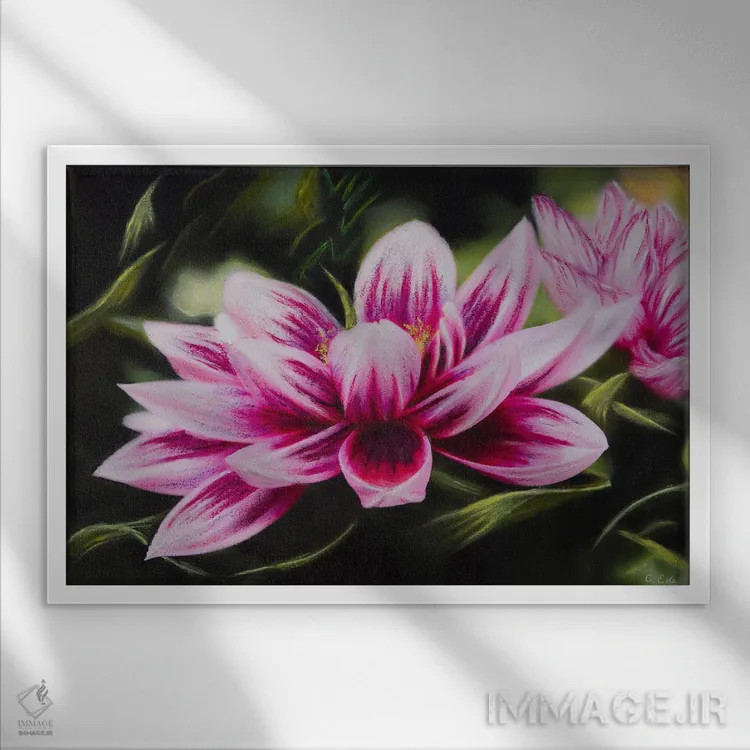 تابلو دا�یای مونه (نام گل + ارجاع به نقاش) اثر شارلوت ادر - نمای قابدار سفید