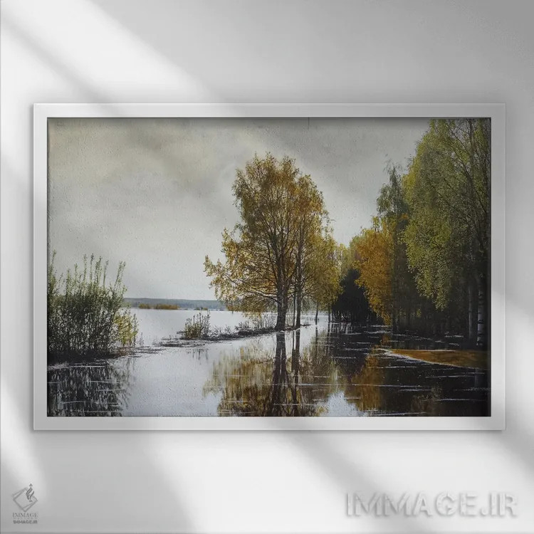 تابلو آب بالا دوم اثر شارلوت ادر - نمای قابدار سفید