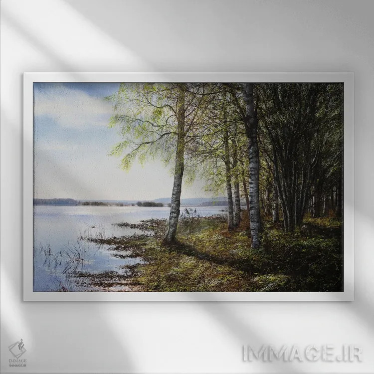 تابلو نور بهاری اثر شارلوت ادر - نمای قابدار سفید