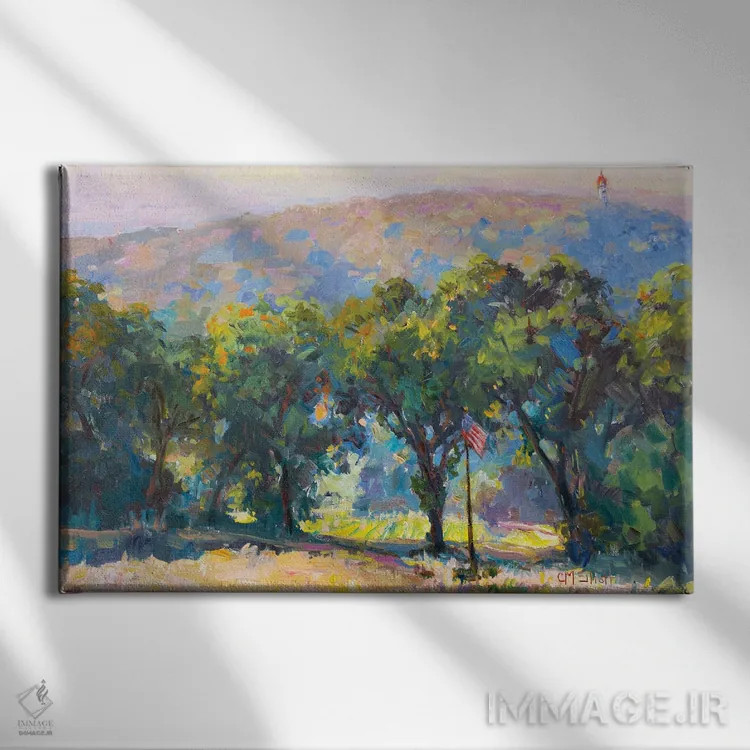 تابلو عرصه جنگلی اثر کترین ام الیوت - نمای روبهرو روی دیوار