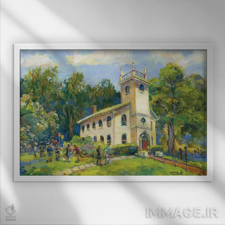 تابلو کلیسای سنت اندرو (نام مکان معنویتی) اثر کترین ام الیوت - نمای قابدار سفید