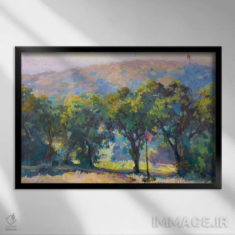 تابلو عرصه جنگلی اثر کترین ام الیوت - نمای قابدار مشکی