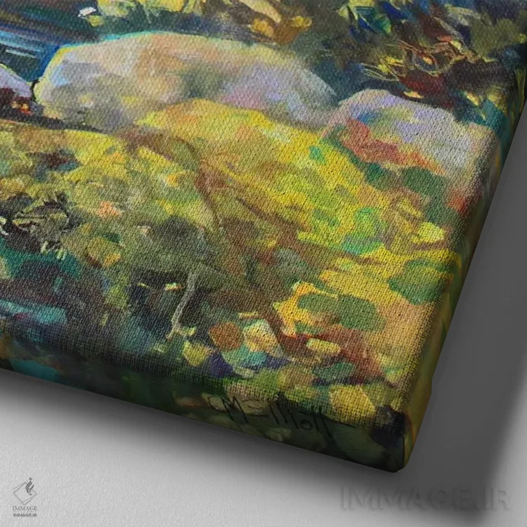 تابلو آب شفابخش اثر کترین ام الیوت - نمای نزدیک بافت بوم