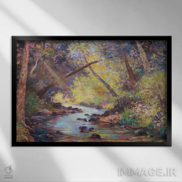 تابلو سلمون بروک (نام مکان طبیعی) اثر کترین ام الیوت - نمای قابدار مشکی