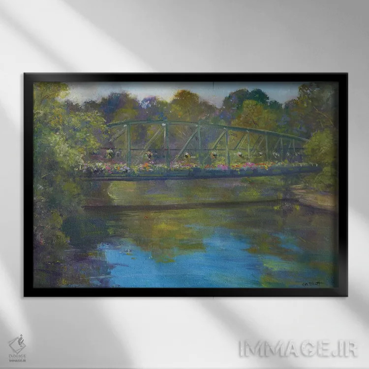 تابلو پل گلها اثر کترین ام الیوت - نمای قابدار مشکی