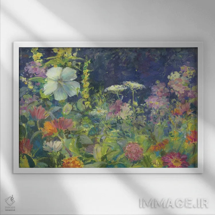 تابلو گلی اثر کترین ام الیوت - نمای قابدار سفید