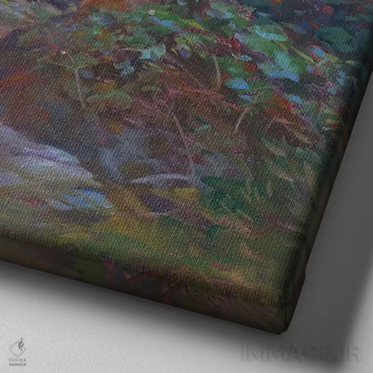 تابلو جنگل از میان درختان اثر کترین ام الیوت - نمای نزدیک بافت بوم