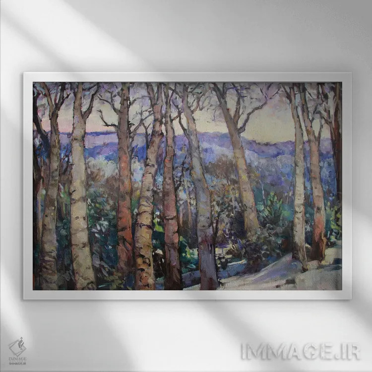 تابلو پیادهروی زمستانی اثر کترین ام الیوت - نمای قابدار سفید