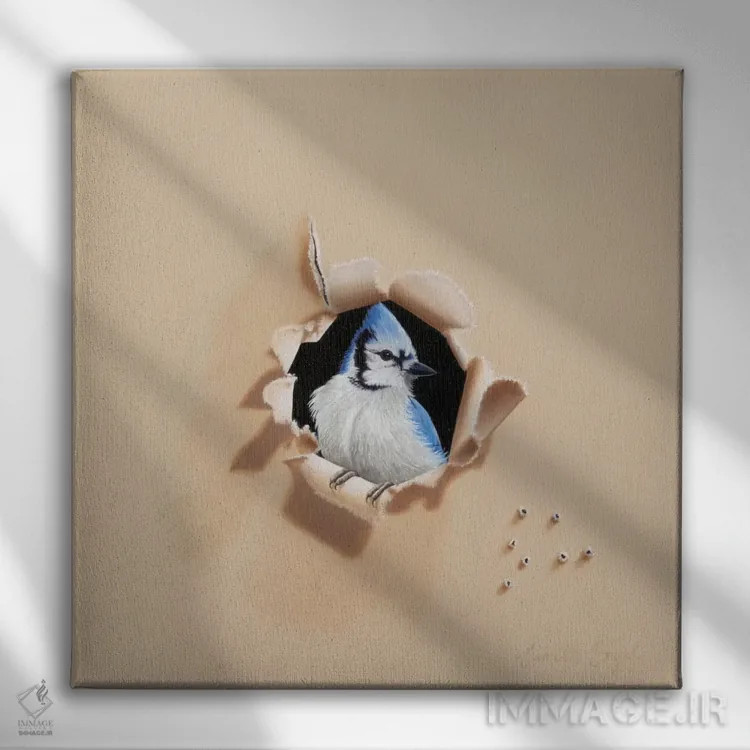 تابلو راهزن آبی اثر کامی یِل انگل - نمای روبهرو روی دیوار