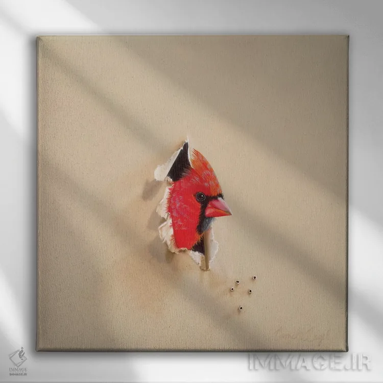 تابلو الان صدایم را میشنوی؟ اثر کامی یِل انگل - نمای روبهرو روی دیوار