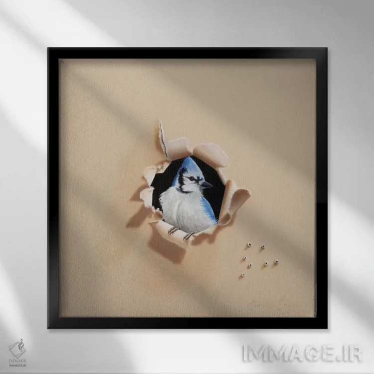 تابلو راهزن آبی اثر کامی یِل انگل - نمای قابدار مشکی