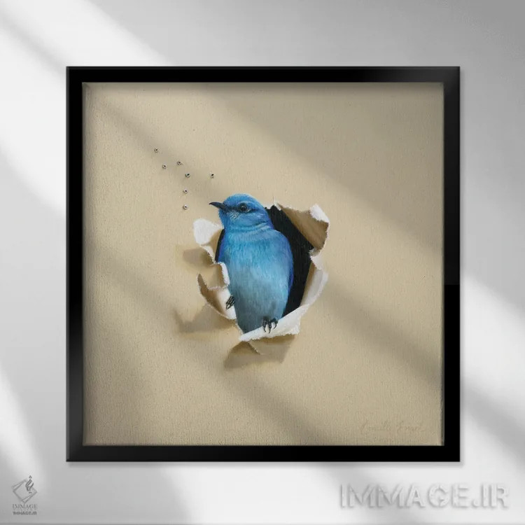 تابلو خون آبی (اشرافی) اثر کامی یِل انگل - نمای قابدار مشکی