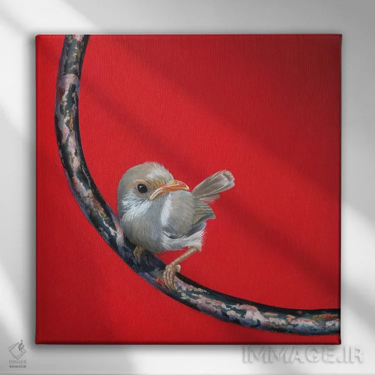 تابلو فری ورِن (نام پرنده افسانهای) اثر کامی یِل انگل - نمای روبهرو روی دیوار
