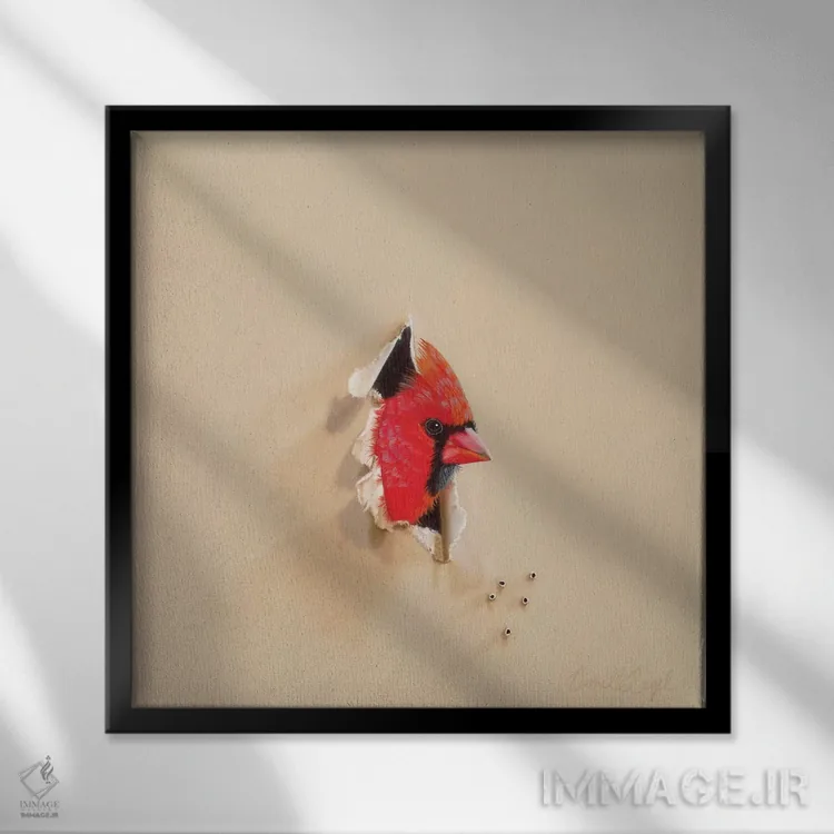 تابلو الان صدایم را میشنوی؟ اثر کامی یِل انگل - نمای قابدار مشکی