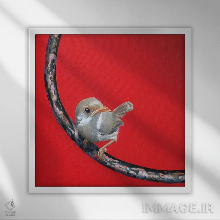 تابلو فری ورِن (نام پرنده افسانهای) اثر کامی یِل انگل - نمای قابدار سفید