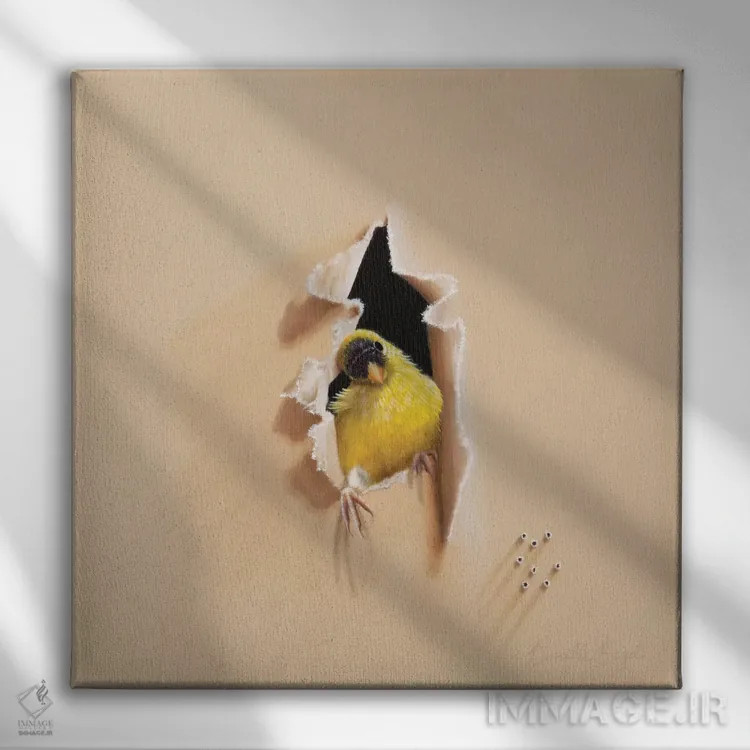 تابلو سلام، منم! (اصلاح: Hello, It's Me!) اثر کامی یِل انگل - نمای روبهرو روی دیوار