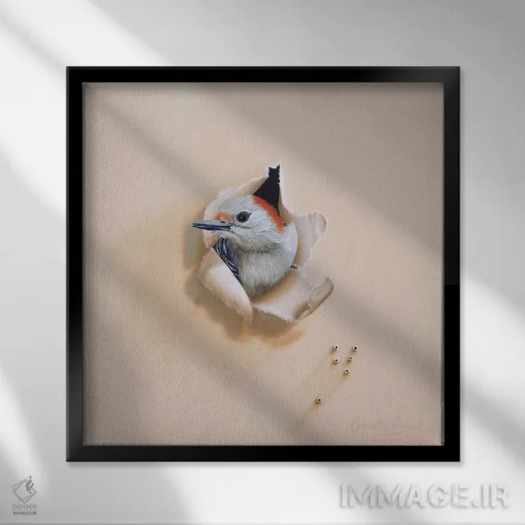 تابلو سلام به صبح اثر کامی یِل انگل - نمای قابدار مشکی