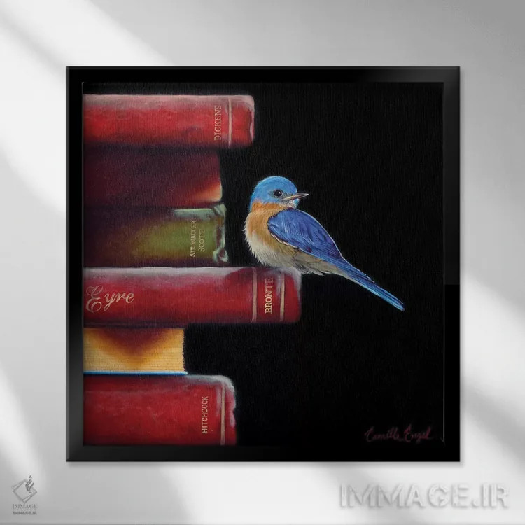 تابلو کرم کتاب داری؟ اثر کامی یِل انگل - نمای قابدار مشکی