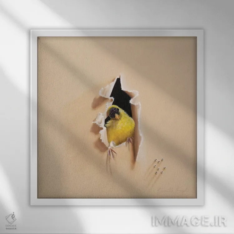 تابلو سلام، منم! (اصلاح: Hello, It's Me!) اثر کامی یِل انگل - نمای قابدار سفید