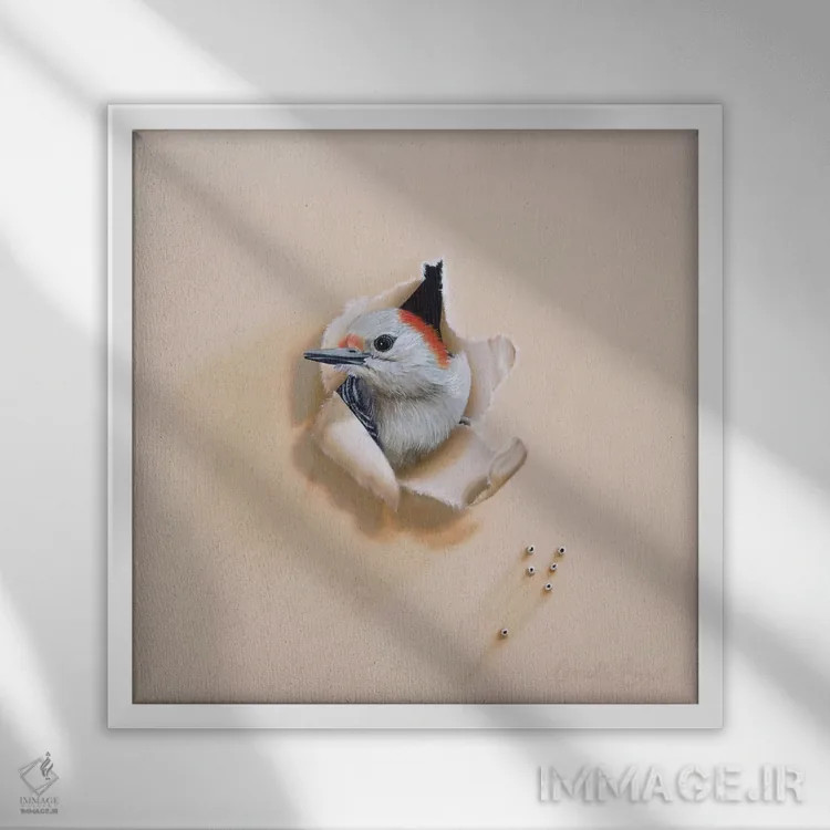 تابلو سلام به صبح اثر کامی یِل انگل - نمای قابدار سفید