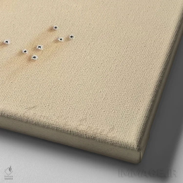 تابلو پرندهٔ قرمزپوش اثر کامی یِل انگل - نمای نزدیک بافت بوم