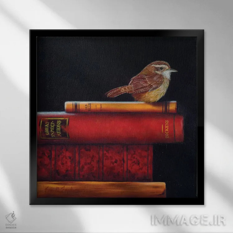 تابلو ترفندهای پرنده ورن (پرنده) اثر کامی یِل انگل - نمای قابدار مشکی