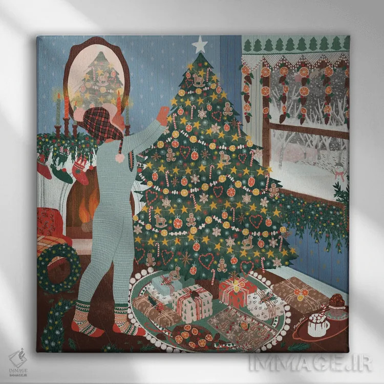 تابلو درخت کریسمس اثر جیدا الاسار - نمای روبهرو روی دیوار