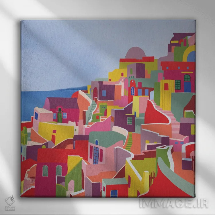 تابلو سانتورینی (یونان) اثر جیدا الاسار - نمای روبهرو روی دیوار